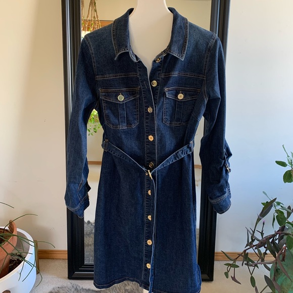 Eloquii Denim Belted Jean Dress - Picture 1 of 4